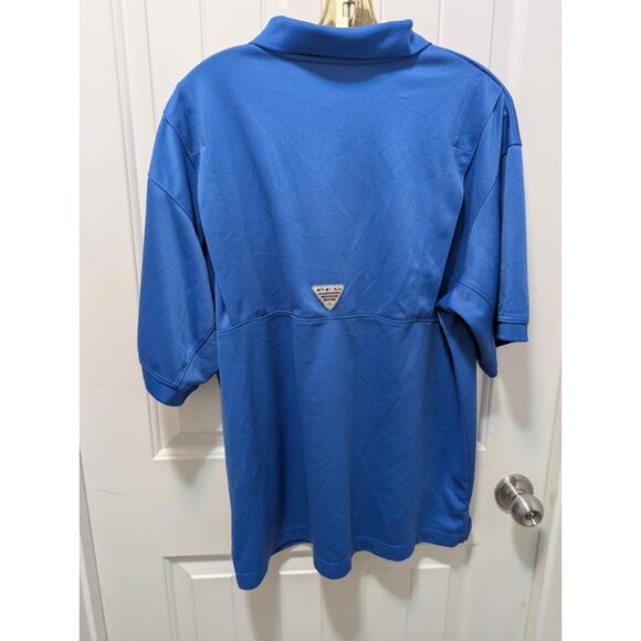 Columbia Men's L Solid Blue Short Sleeve Omni-Shade PFG Fishing Polo Shirt Golf - Picture 5 of 8